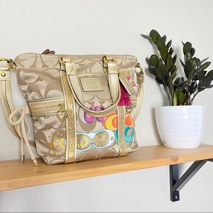 Coach Tan & Gold Poppy purse